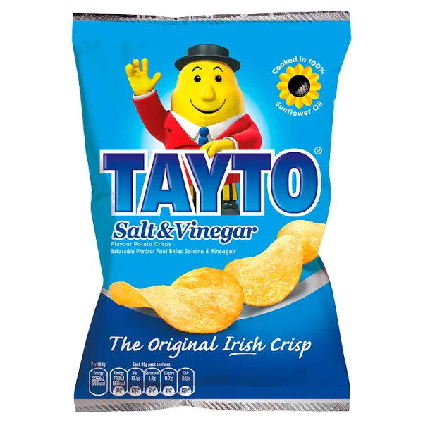 Tayto Salt and Vinegar Crisps 35g (4x bags)