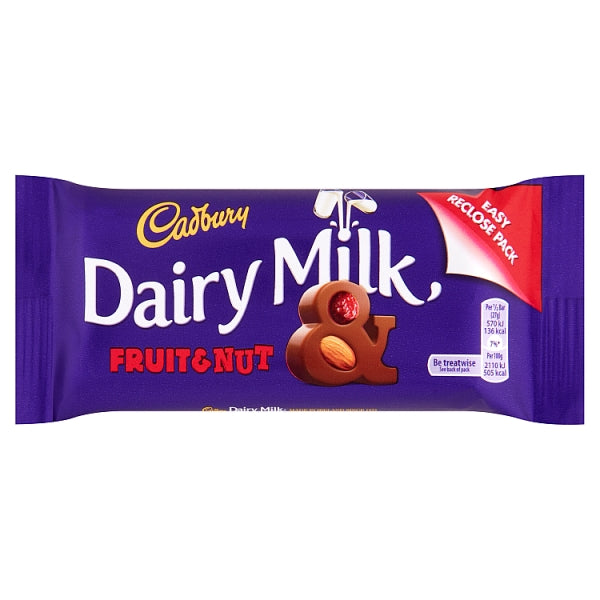 Irish Cadbury Dairy Milk Fruit & Nut bar 54g.