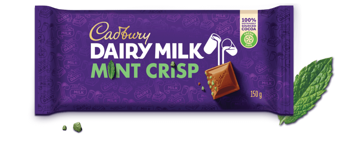 Irish Cadbury Dairy Milk Mint Crisp bar 54g.