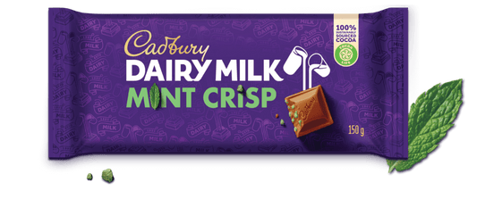 Irish Cadbury Dairy Milk Mint Crisp bar 54g.